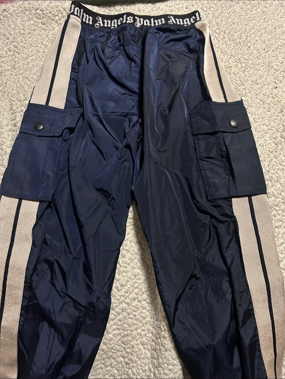 Palm Angels Kids Navy Cargo Track Pants Size 6